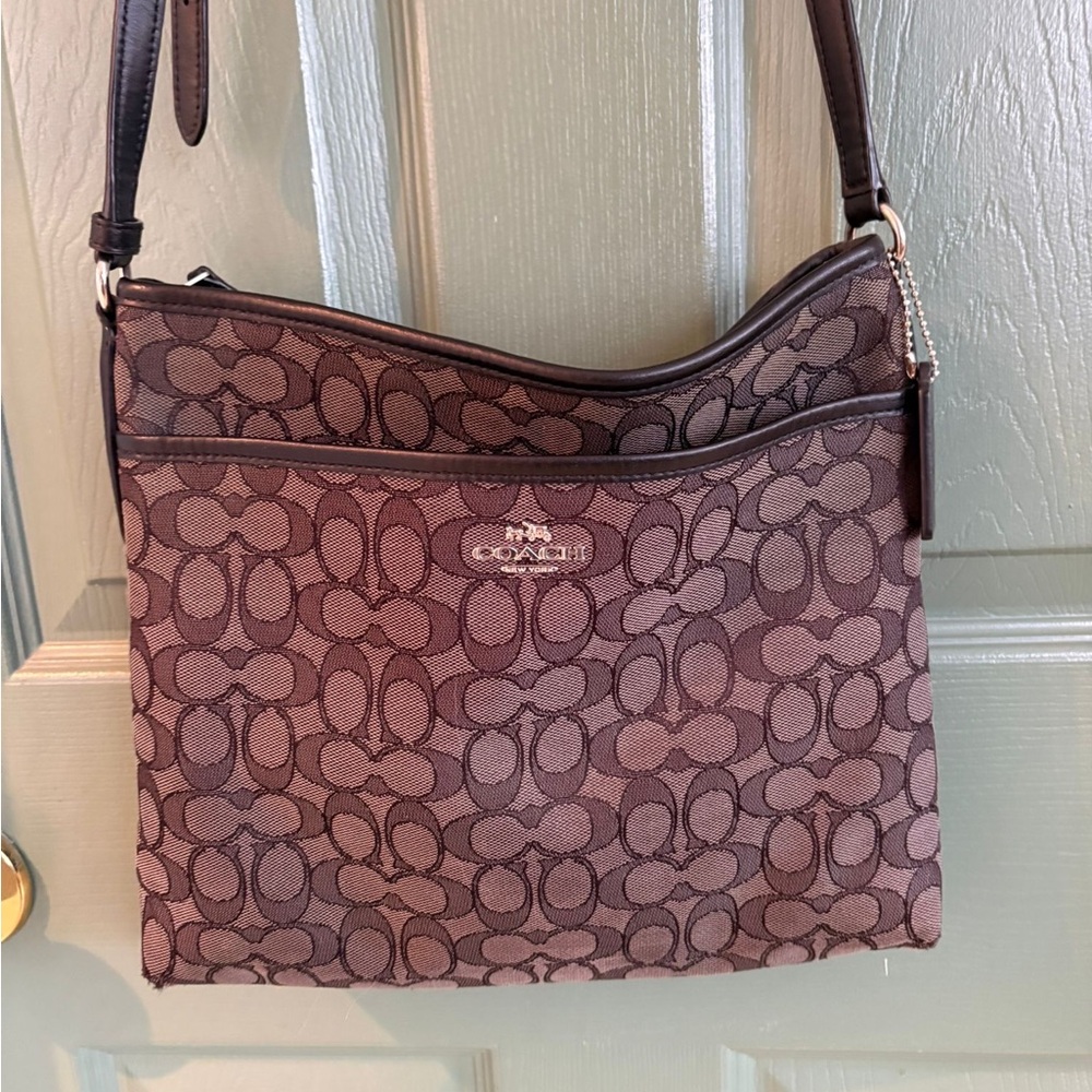 Coach Dark Brown Signature Crossbody Bag
